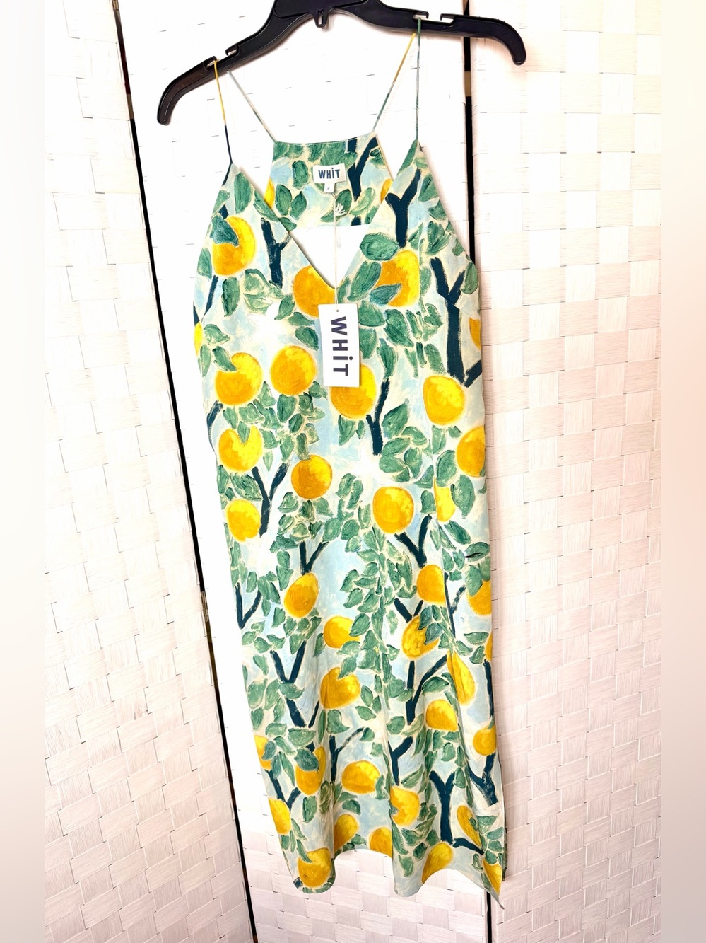 WHIT Silk Lemon Grove Slip Dress - Yellow & Green - Picture 1 of 8